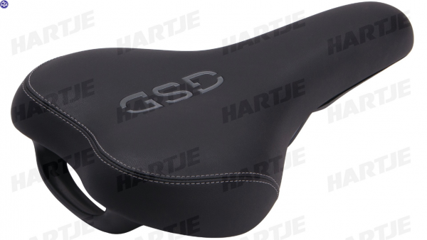TERN Sattel, schwarz / grau mit GSD-Logo, mit Handgriff, passend für GSD